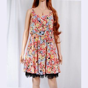 Betsey Johnson - Colorful Floral Dress Black Lace